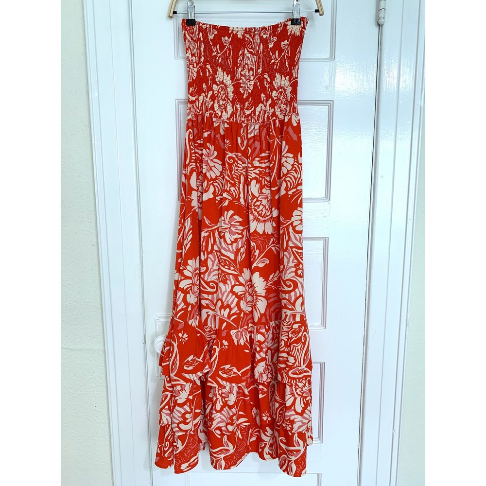 Abel the Label Anthropologie Charlotte Floral Maxi Dress S Strapless Tiered Boho - Picture 7 of 16